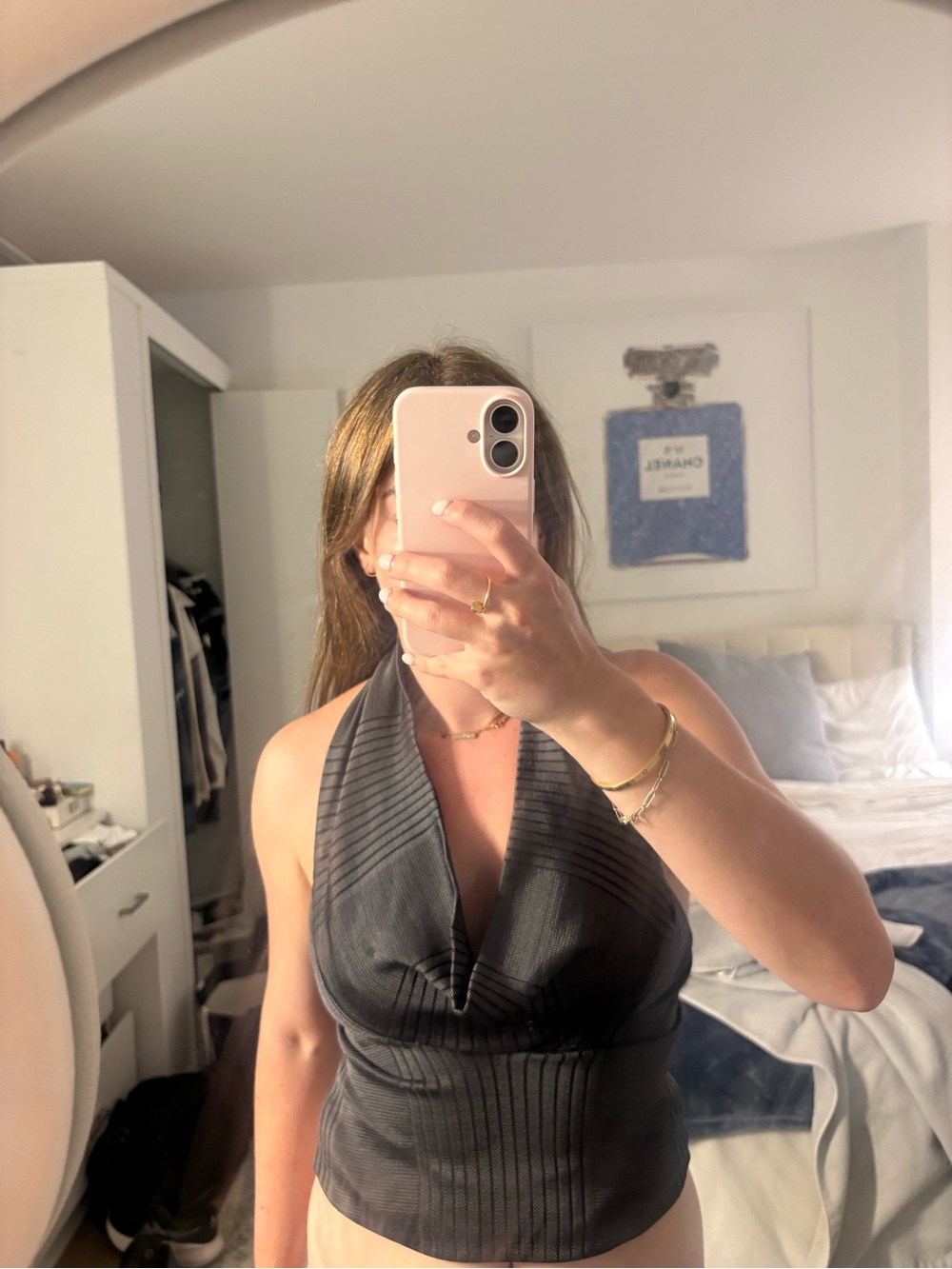 IRO Gray Ribbed Halter Top - Picture 3 of 3